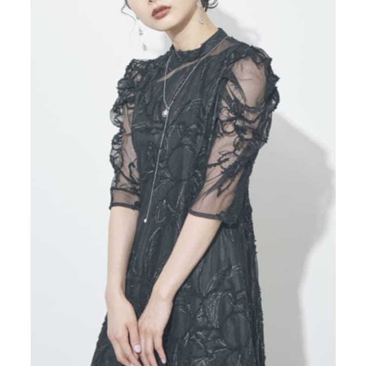 【metoi】カッティング風フリンジ刺繍ワンピースドレス | SETUP7【WOMEN】 | 詳細画像3 