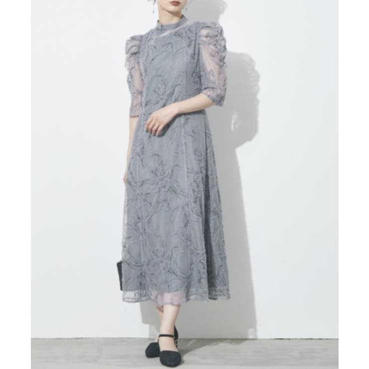 ライトブルー | 【metoi】カッティング風フリンジ刺繍ワンピースドレス | SETUP7【WOMEN】