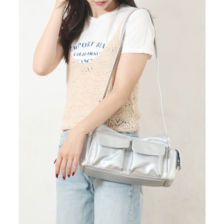 シルバー | 【SETUP7】合皮アウトポケット2wayバッグ SNBD | SETUP7【WOMEN】