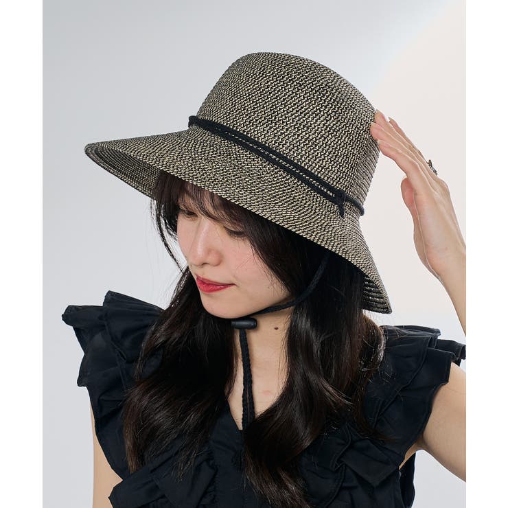 保障できる MAISON BREEZE】ドローコード付き麦わら帽子 KNF127[品番 絵画