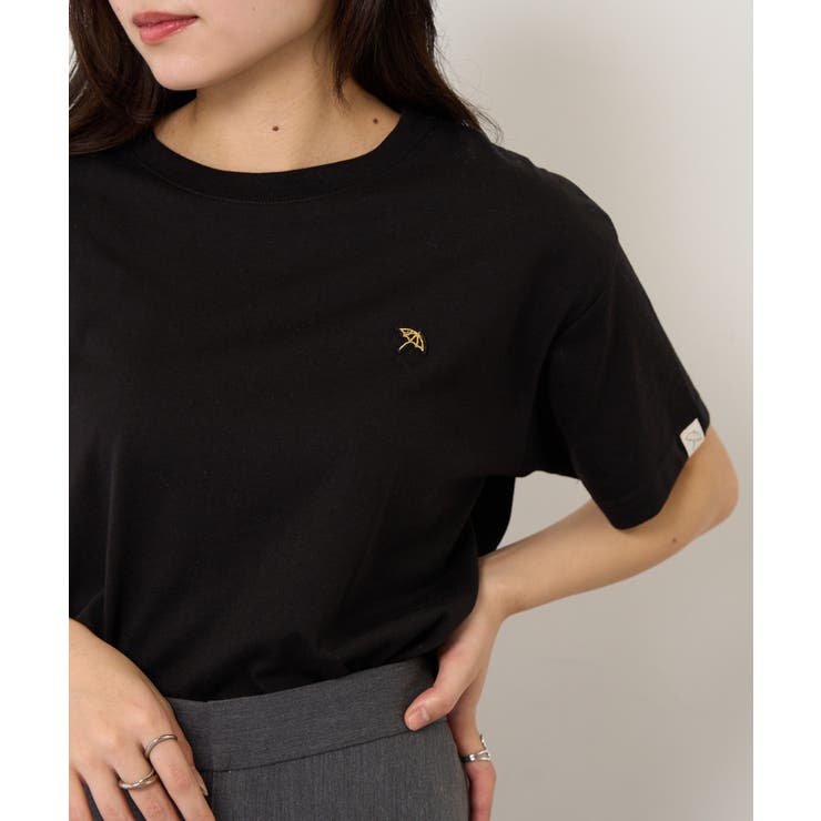 ブラック | 【ARNIE】9054542 天竺フェルト刺繍半袖Ｔシャツ | SETUP7【WOMEN】