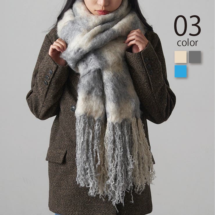 【MAGASIN DE MODE Onjna】起毛チェックマフラー DTK | SETUP7【WOMEN】 | 詳細画像1 