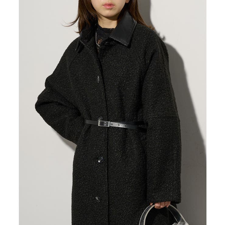 ブラック | 【MAISON BREEZE】ループツイード ステンカラーコート DTK | SETUP7【WOMEN】