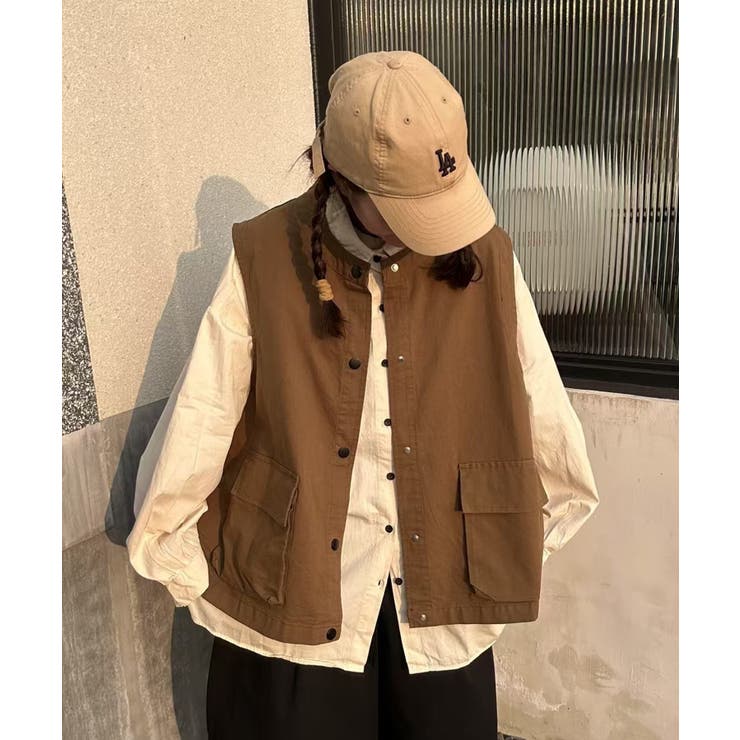 ブラウン | 【SETUP7】ラウンドネック シングルブレストベスト レディース | SETUP7【WOMEN】