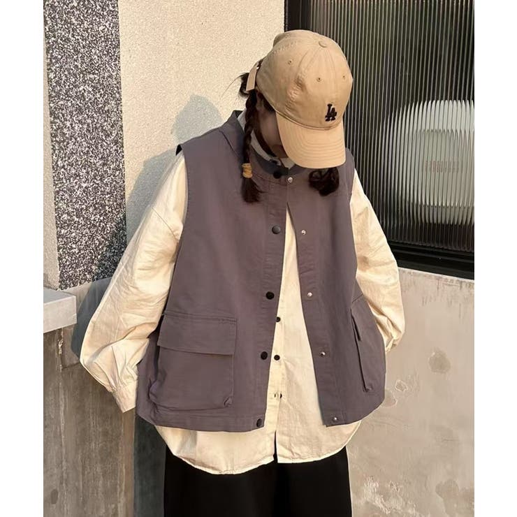 グレー | 【SETUP7】ラウンドネック シングルブレストベスト レディース | SETUP7【WOMEN】