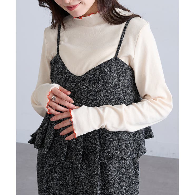 【SETUP7】テレコリブ配色ミシンスリットタートル長袖 GLR | SETUP7【WOMEN】 | 詳細画像2 