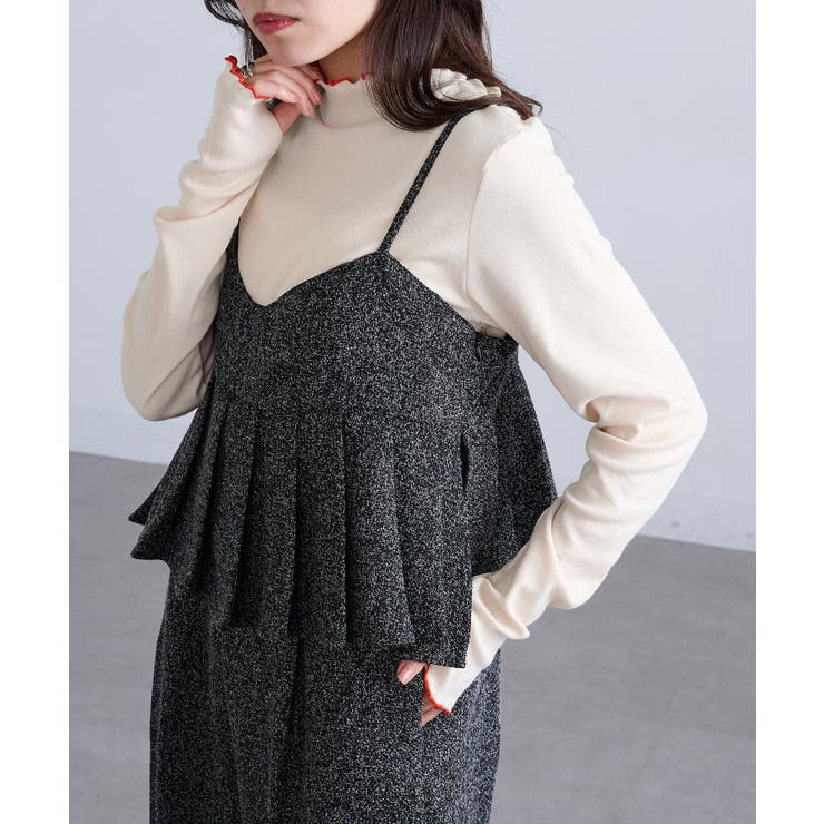 アイボリー | 【SETUP7】テレコリブ配色ミシンスリットタートル長袖 GLR | SETUP7【WOMEN】