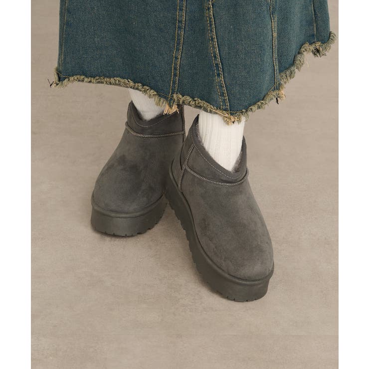 グレー | 【SETUP7】厚底ショート丈ムートン風ブーツ GLR | SETUP7【WOMEN】