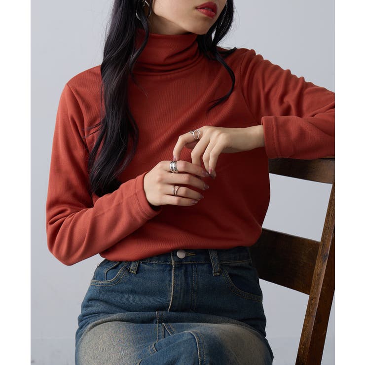 ダークオレンジ | 【SETUP7】ひまわりオイル加工タートルネック長袖 A GLR | SETUP7【WOMEN】