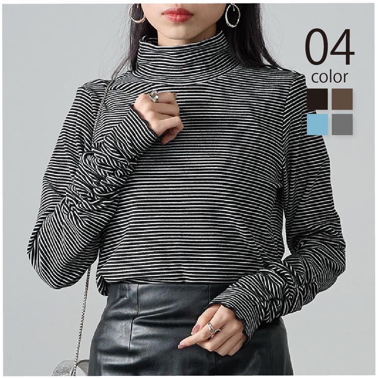 【SETUP7】ボーダー柄両面起毛スムースタートル長袖 GLR | SETUP7【WOMEN】 | 詳細画像1 