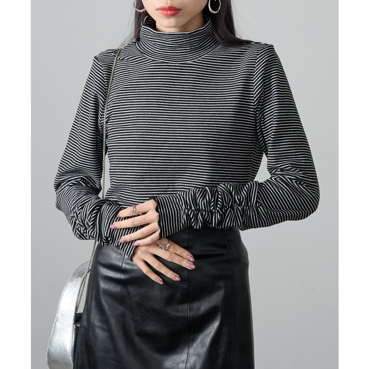 【SETUP7】ボーダー柄両面起毛スムースタートル長袖 GLR | SETUP7【WOMEN】 | 詳細画像2 