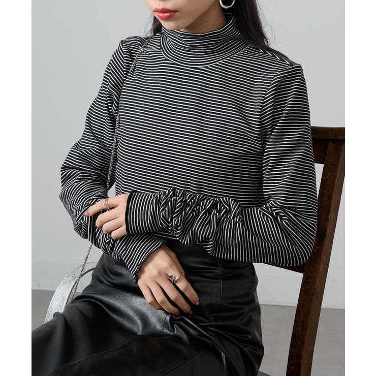 【SETUP7】ボーダー柄両面起毛スムースタートル長袖 GLR | SETUP7【WOMEN】 | 詳細画像4 