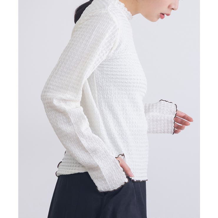 【SETUP7】ヘリンボーンJQD配色メロウハイネック長袖 GLR | SETUP7【WOMEN】 | 詳細画像3 