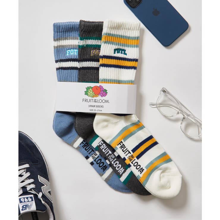 3Pボーダー刺繍ソックス 81009300 | SETUP7【MEN】 | 詳細画像1 