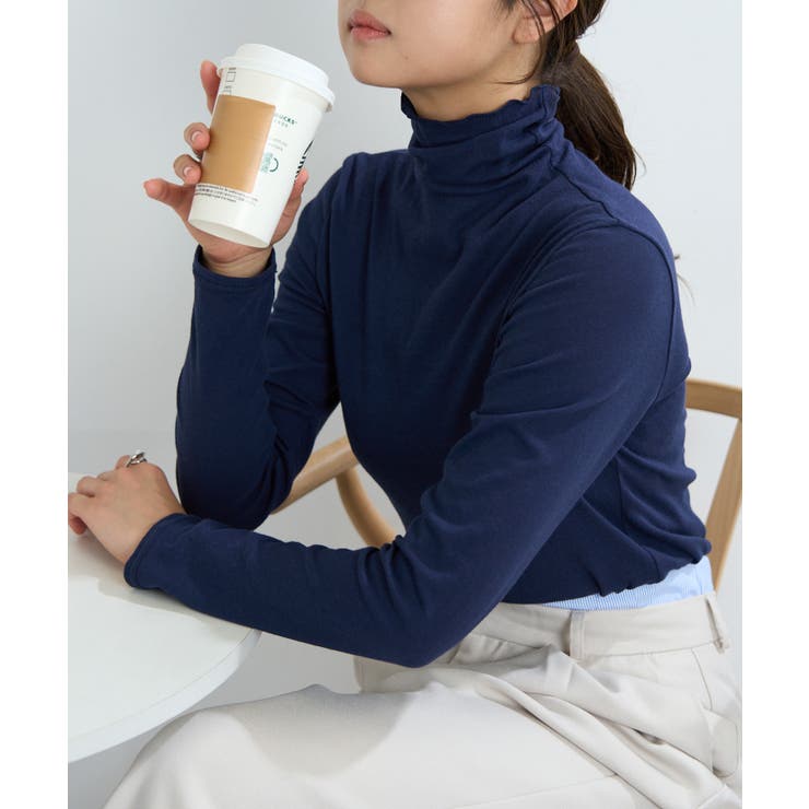 ネイビー | 【SETUP7】UVボトルネック長袖Tシャツ GLR | SETUP7【WOMEN】