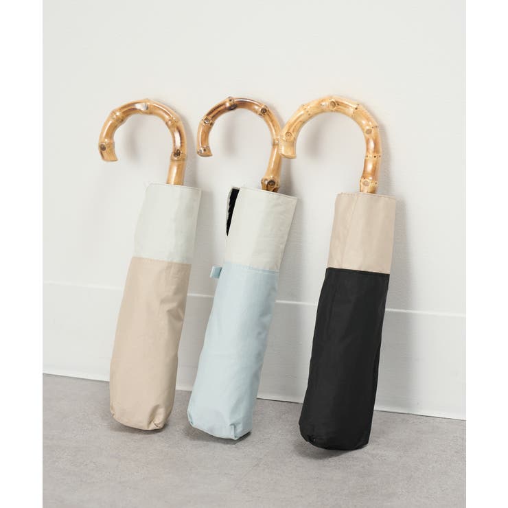 50cm パステルボーダー バンブーハンドル折りたたみ傘 | SETUP7【WOMEN】 | 詳細画像2 