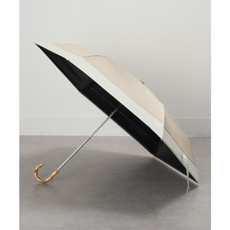 ベージュ | 50cm パステルボーダー バンブーハンドル折りたたみ傘 | SETUP7【WOMEN】