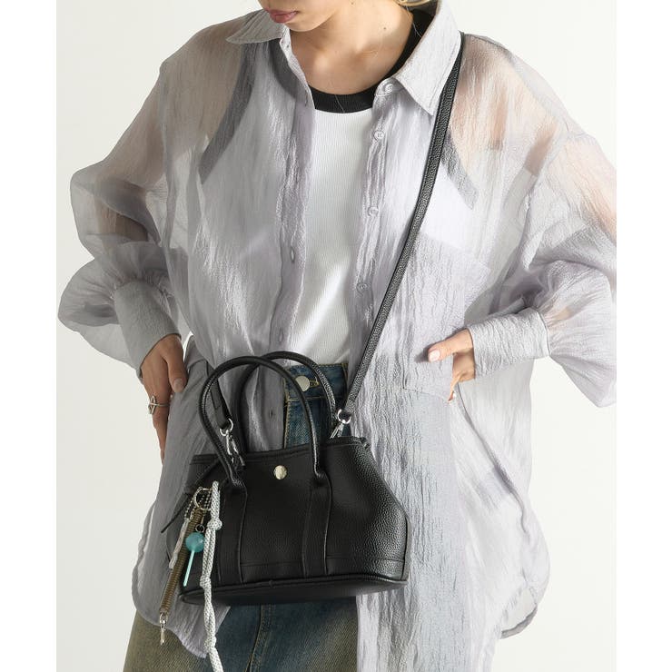 ブラック | PUレザーショルダーバッグ チャーム キーホルダー付き | SETUP7【WOMEN】