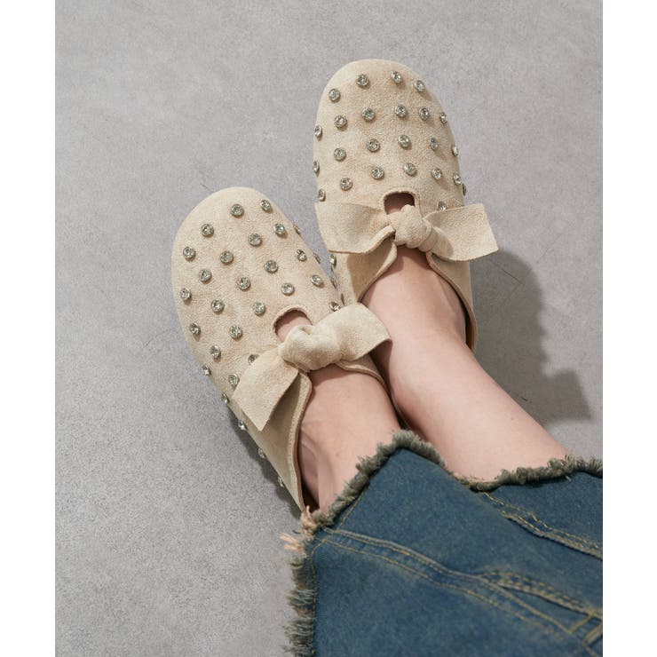 ベージュ | 【SETUP7】リボンモチーフ スタッズサボサンダル KNF-TP | SETUP7【WOMEN】