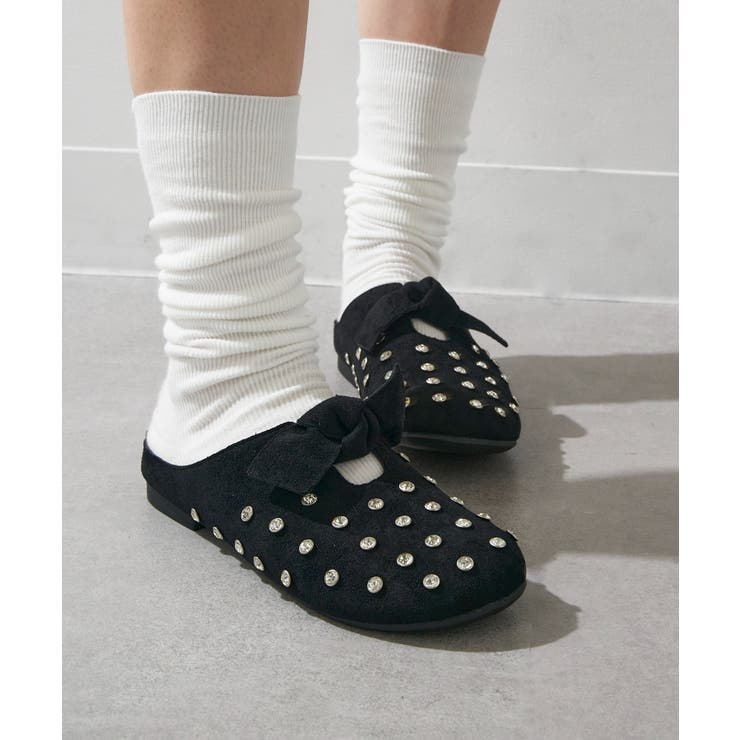 ブラック | 【SETUP7】リボンモチーフ スタッズサボサンダル KNF-TP | SETUP7【WOMEN】