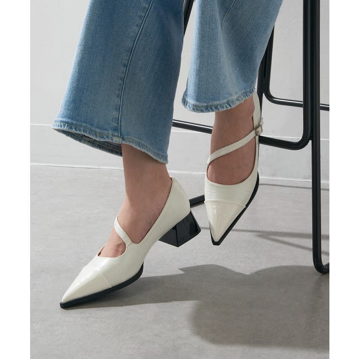 ホワイト | 【SETUP7】キャップトゥクロコPUレザーパンプス KNF-TP | SETUP7【WOMEN】