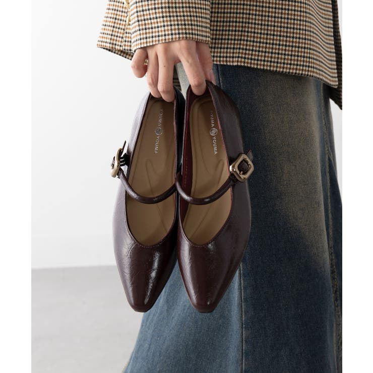 レッド | 【SETUP7】メタルパーツストラップ Vカットフラットシューズ KNF-TP | SETUP7【WOMEN】