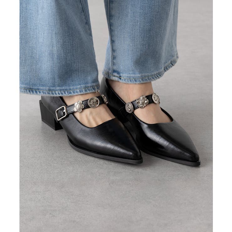 ブラック | 【SETUP7】ヴィンテージボタンモチーフストラップパンプス KNF-TP | SETUP7【WOMEN】