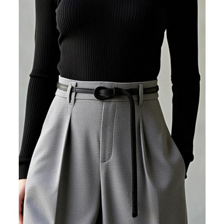 ブラック | 【SETUP7】ロングレザーリボンベルト KNF | SETUP7【WOMEN】