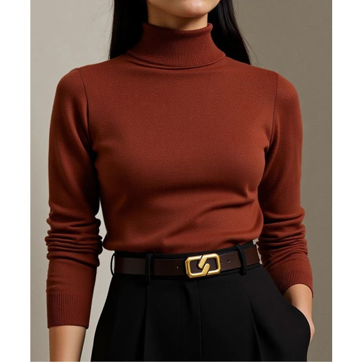 ダークブラウン | 【SETUP7】ゴールドバックルレザーベルト KNF | SETUP7【WOMEN】