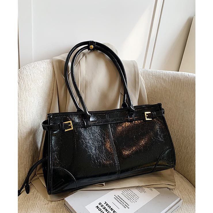 ブラック | 【SETUP7】PUレザー レトロデザインハンドバッグM KNF | SETUP7【WOMEN】