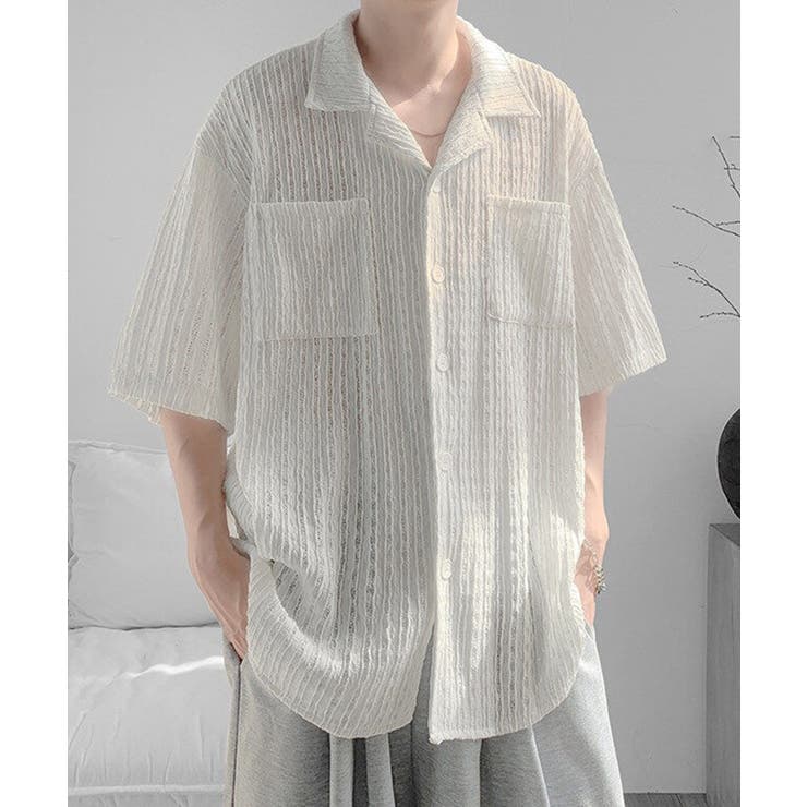 オフホワイト | 【SETUP7】ジャカード織りキューバシャツ ハーフスリーブ KNF | SETUP7【MEN】