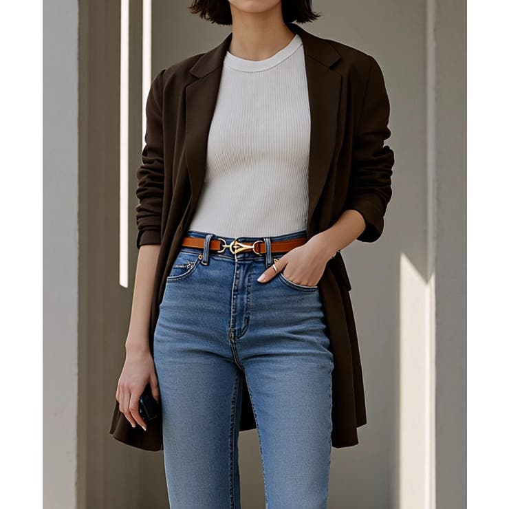 ライトブラウン | 【SETUP7】ウエストチェーン ナローベルト  KNF146 | SETUP7【WOMEN】