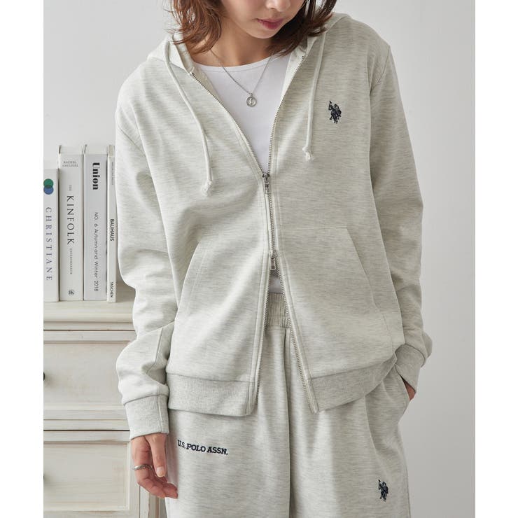 アッシュグレー | 【U.S. POLO ASSN.】ワンポイントロゴ ダブルジップパーカー | SETUP7【WOMEN】