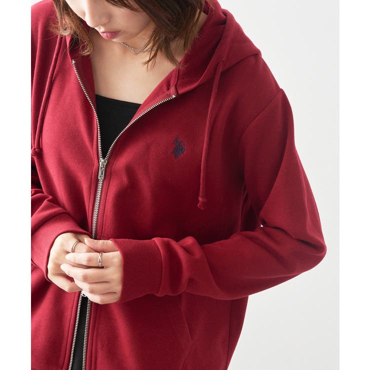 バーガンディー | 【U.S. POLO ASSN.】ワンポイントロゴ ダブルジップパーカー | SETUP7【WOMEN】