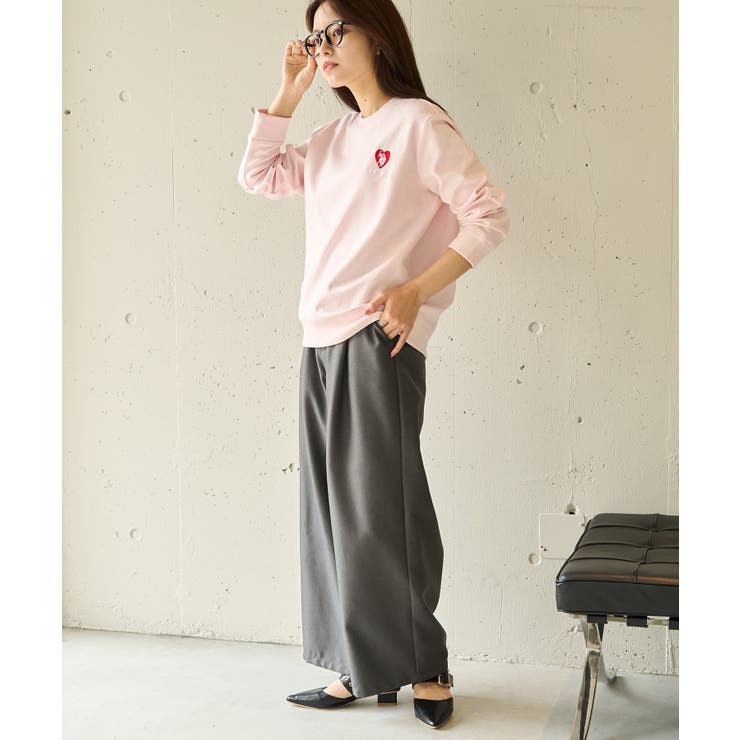 グレー ハート刺繍 クルーネック トレーナー U.S. POLO ASSN.】ハート刺繍クルーネックスウェット[品番