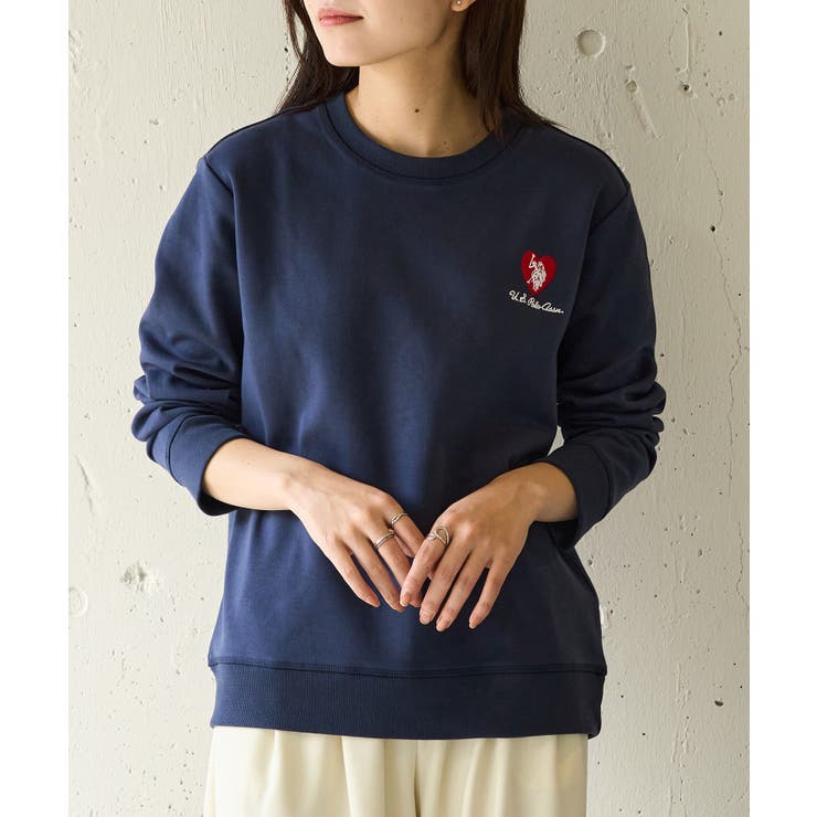 U.S. POLO ASSN.】ハート刺繍クルーネックスウェット[品番