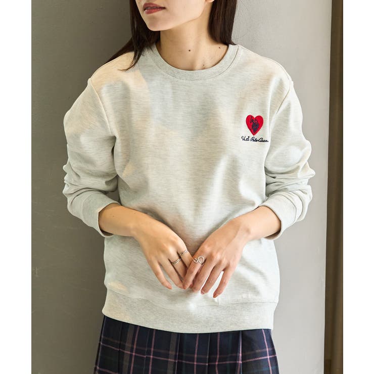 アッシュグレー | 【U.S. POLO ASSN.】ハート刺繍クルーネックスウェット | SETUP7【WOMEN】