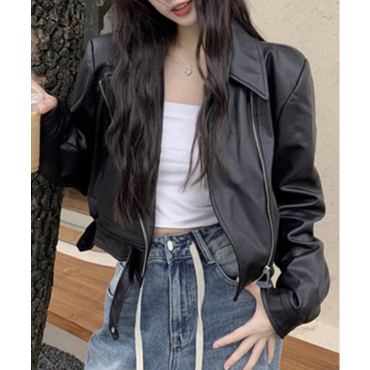 ブラック | 【SETUP7】クロップドバイカージャケット KNF | SETUP7【WOMEN】