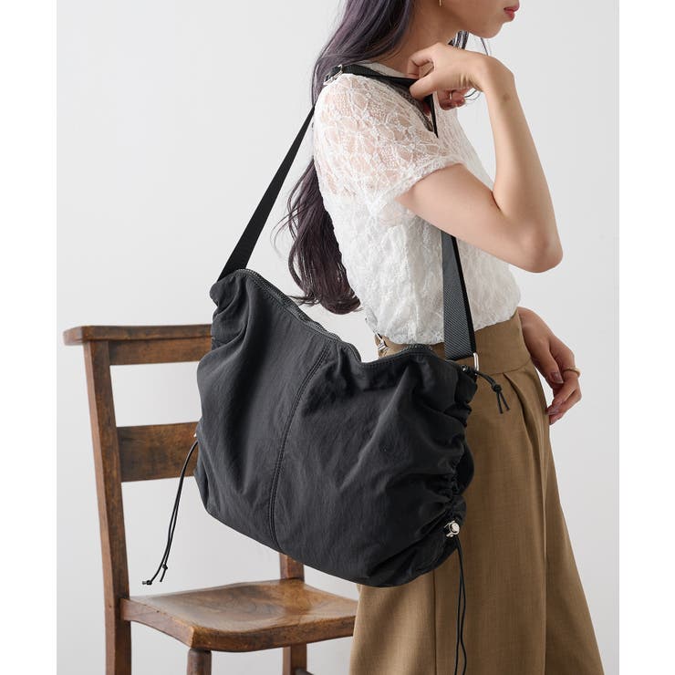 ブラック | 【SETUP7】ワッシャーナイロン ドロストショルダーバッグ GLR | SETUP7【WOMEN】