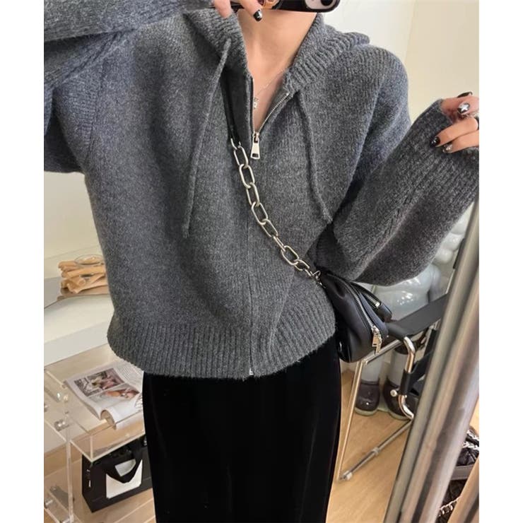 【SETUP7】フード付きリラックスニットジップアップパーカー KNF151 | SETUP7【WOMEN】 | 詳細画像2 