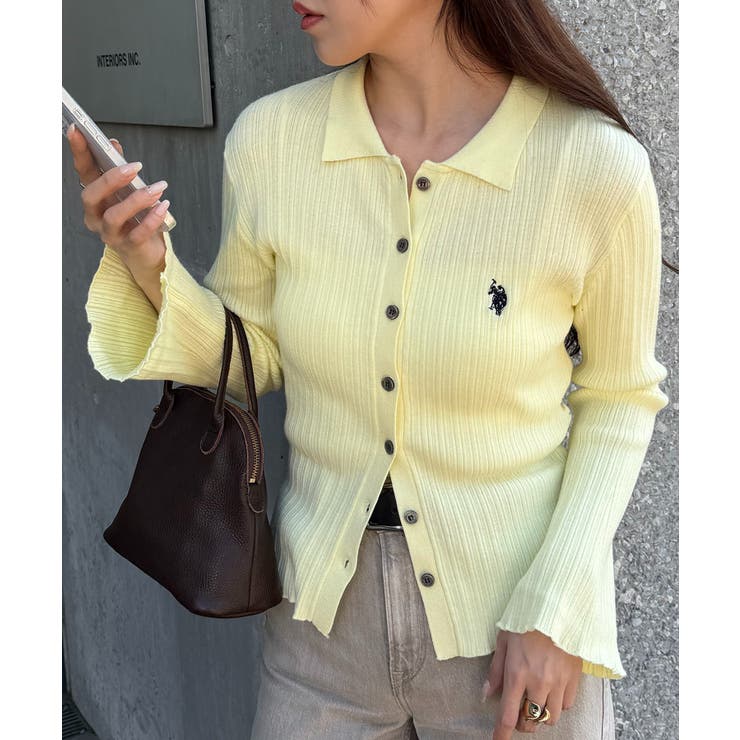 【U.S. POLO ASSN.】襟付き リブニットポロ カーディガン | SETUP7【WOMEN】 | 詳細画像1 