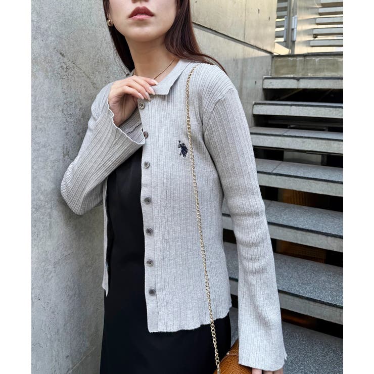 【U.S. POLO ASSN.】襟付き リブニットポロ カーディガン | SETUP7【WOMEN】 | 詳細画像15 