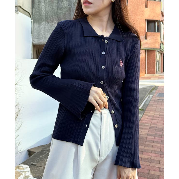 【U.S. POLO ASSN.】襟付き リブニットポロ カーディガン | SETUP7【WOMEN】 | 詳細画像20 