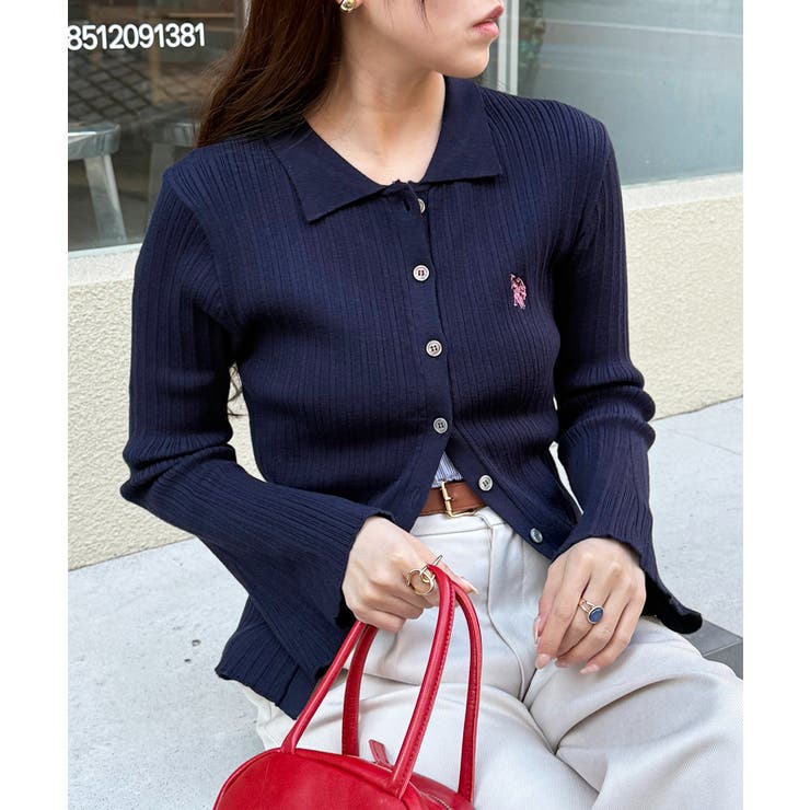 【U.S. POLO ASSN.】襟付き リブニットポロ カーディガン | SETUP7【WOMEN】 | 詳細画像23 