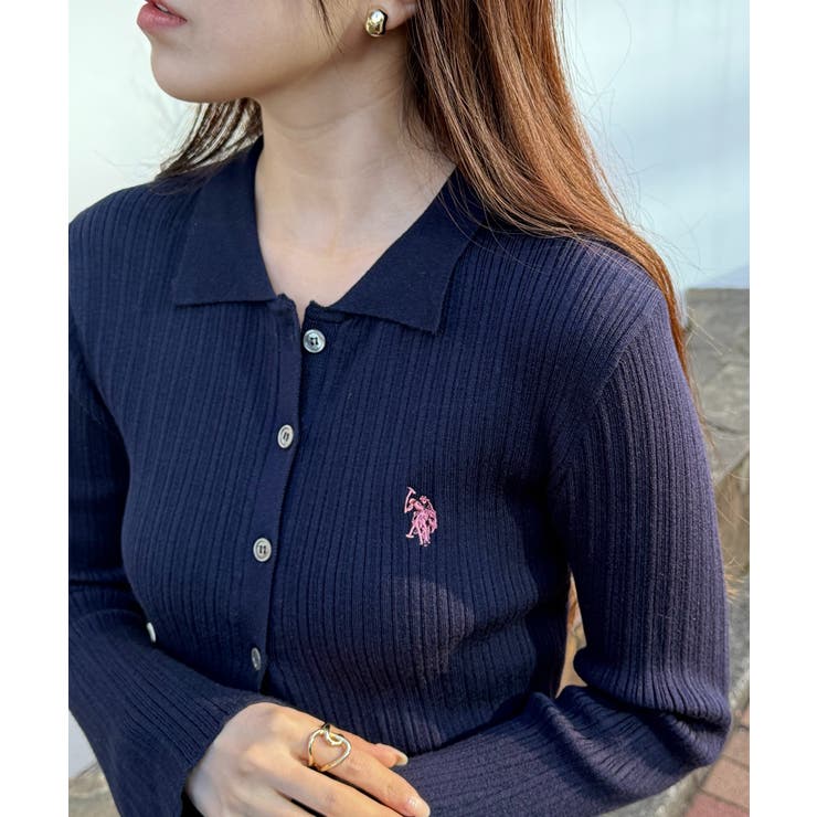 【U.S. POLO ASSN.】襟付き リブニットポロ カーディガン | SETUP7【WOMEN】 | 詳細画像3 