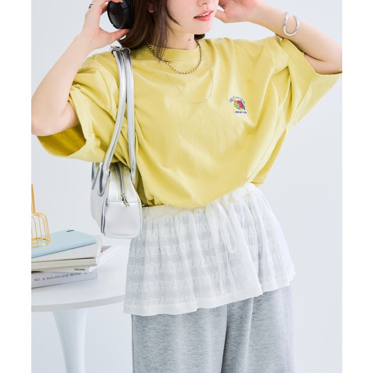 FRUIT OF THE LOOM】バックプリントシャツ 袖ワッペン[品番