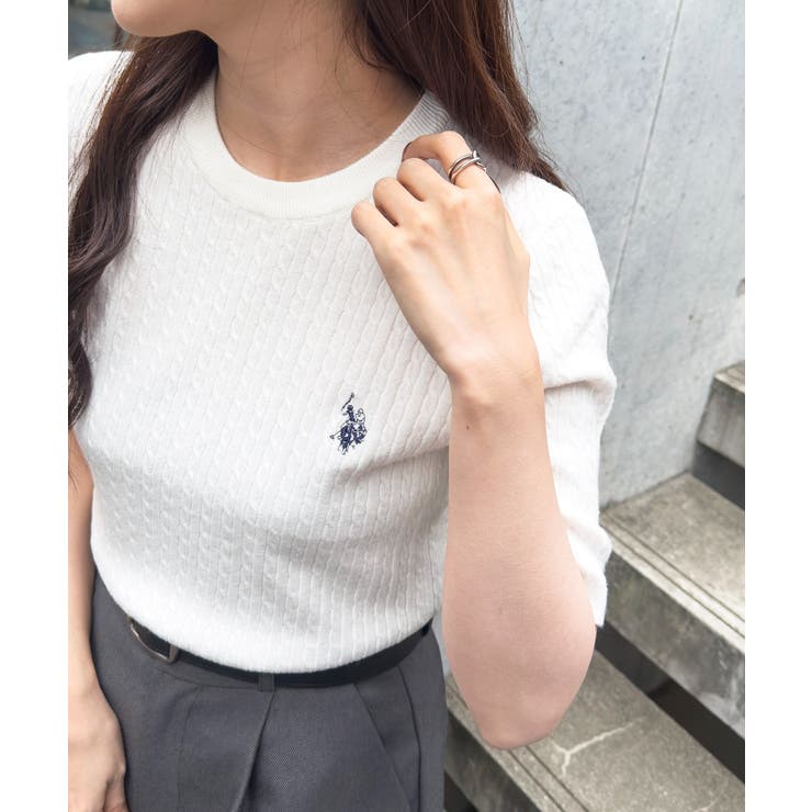 【U.S. POLO ASSN.】ワンポイント刺繍 クルーネックケーブルニット | SETUP7【WOMEN】 | 詳細画像13 