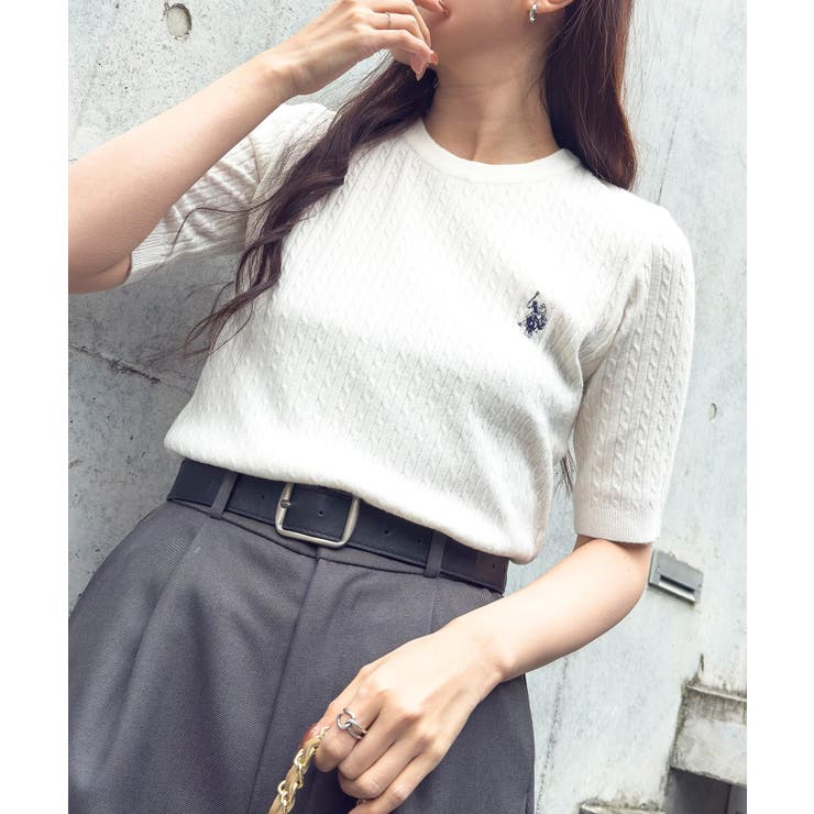【U.S. POLO ASSN.】ワンポイント刺繍 クルーネックケーブルニット | SETUP7【WOMEN】 | 詳細画像15 