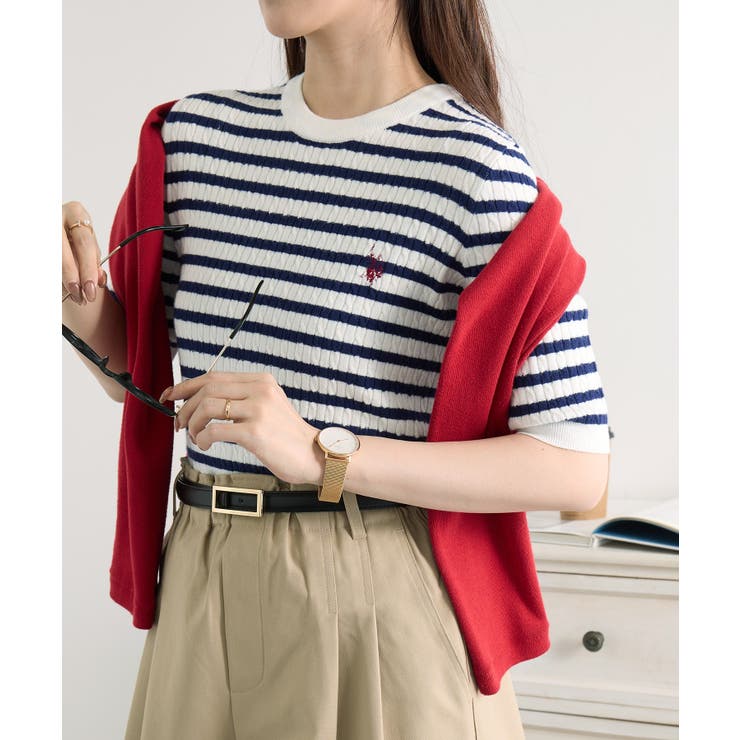 【U.S. POLO ASSN.】ワンポイント刺繍 クルーネックケーブルニット | SETUP7【WOMEN】 | 詳細画像19 