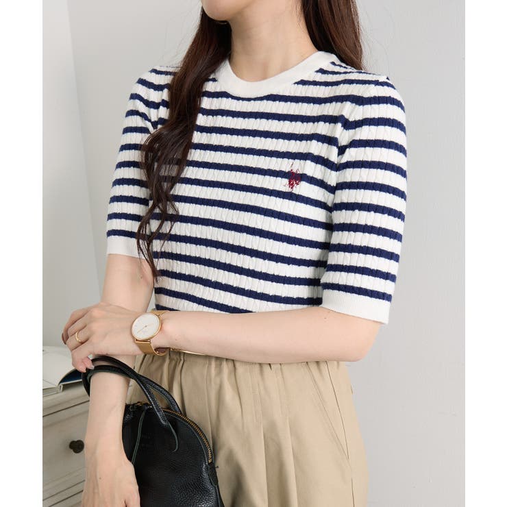 【U.S. POLO ASSN.】ワンポイント刺繍 クルーネックケーブルニット | SETUP7【WOMEN】 | 詳細画像21 